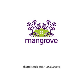 Mangrove tree house or home logo concept