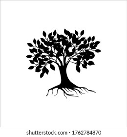 mangrove tree icon, black and white vector illustration eps 10.