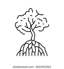mangrove tree line icon vector. mangrove tree sign. isolated contour symbol black illustration