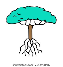 mangrove tree line icon vector. mangrove tree sign. isolated symbol illustration