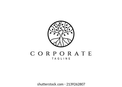 Mangrove Tree Logo With Dense Leaves In Circle Frame