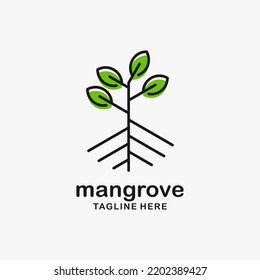 Mangrove tree logo design in line style