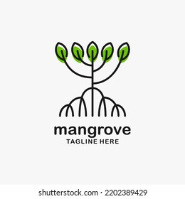 Mangrove tree logo design in line style