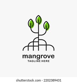 Mangrove tree logo design in line style
