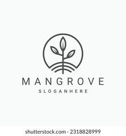 Mangrove tree logo vector icon line illustration