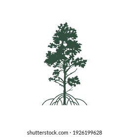mangrove tree with roots black silhouette vector 