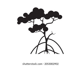 mangrove tree silhouette icon vector isolated on white