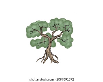 ilustración vectorial del árbol de manglares. dibujo animado aislado
