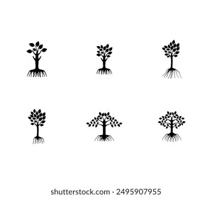 Vector de manglar, árbol y raíces.