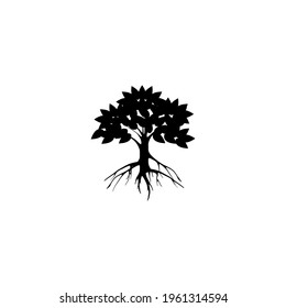 mangrove tree vector silhouette, black and white colors