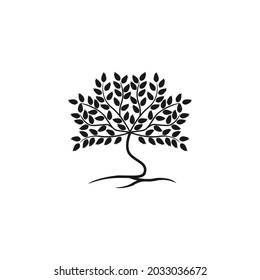 silueta vectorial de árbol de manglar, colores blanco y negro