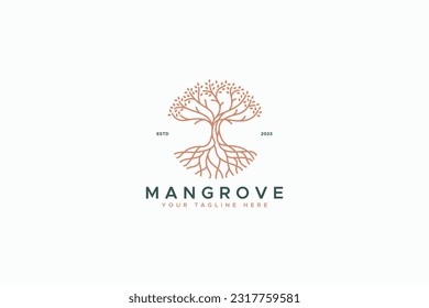 Mangrove Tree Vegetation Premium and Luxury Brand Identity Logo svg
