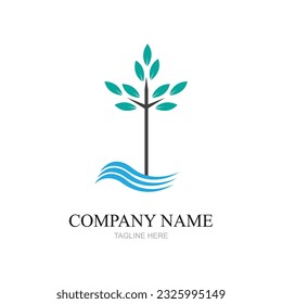 Mangrove trees and mangrove Forest Ecology Logo design vector
