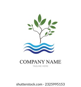 Mangrove trees and mangrove Forest Ecology Logo design vector