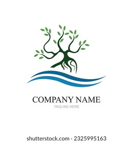 Mangrove trees and mangrove Forest Ecology Logo design vector