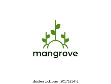 Mangroves tree logo, vector isolated on white.
