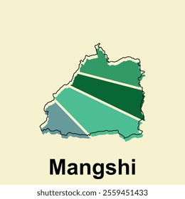 Mangshi map. vector map of China Country colorful design, illustration design template on white background