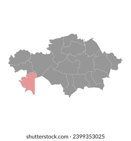 Mangystau region map, administrative division of Kazakhstan. Vector illustration.