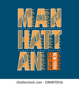 manhattan abstract graphic typography t shirt design, vector vintage illustration artistic art