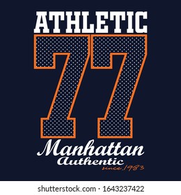 Manhattan athletic slogan typography for print t shirt,vector illustration,art,style