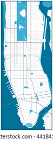 Manhattan Blank Road Map Vector Illustration.