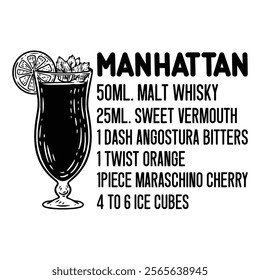 Manhattan Cocktails Recipe T shirt