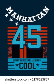 manhattan cool,t-shirt design vector illustration