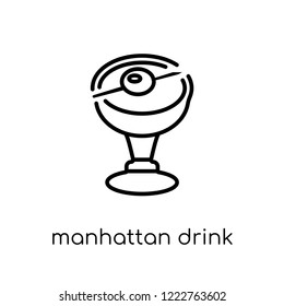 manhattan drink icon. Trendy modern flat linear vector manhattan drink icon on white background from thin line Drinks collection, outline vector illustration