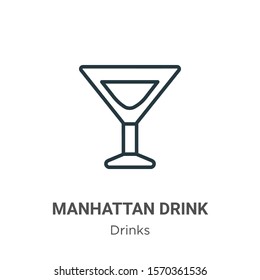 Manhattan drink outline vector icon. Thin line black manhattan drink icon, flat vector simple element illustration from editable drinks concept isolated on white background