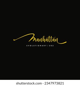 MANHATTAN EVOLUTIONARY typography slogan for t shirt printing, tee graphic design.  