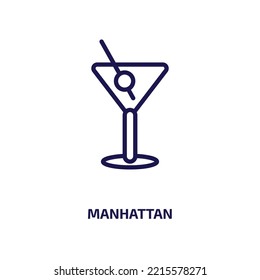 manhattan icon from drinks collection. Thin linear manhattan, usa, city outline icon isolated on white background. Line vector manhattan sign, symbol for web and mobile