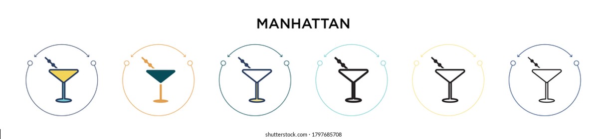 Manhattan icon in filled, thin line, outline and stroke style. Vector illustration of two colored and black manhattan vector icons designs can be used for mobile, ui, web