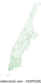 Manhattan map, New York City, boroughs, governmental administration. Streets and district. City map. Usa