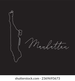 Manhattan map one line art minimalist style  vector 
