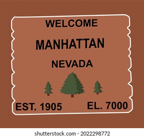 Manhattan Nevada on a brown background