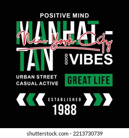 Manhattan new york city, typography graphic design, for t-shirt prints, vector illustration
