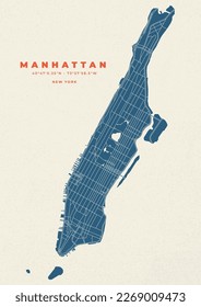 Manhattan New York map vector poster and flyer