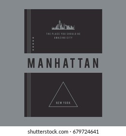 Manhattan New York typography, tee shirt graphics, vectors