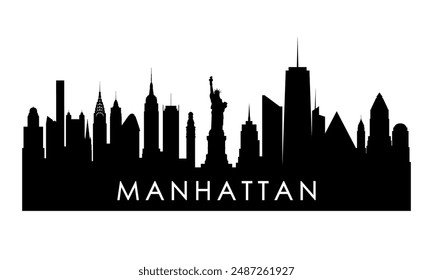 Manhattan skyline silhouette. Black Manhattan NYC city design isolated on white background. 