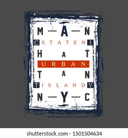 Manhattan slogan graphic typography design,artistic concept for modern 
t -shirt print. illustration art, letter style - vector.