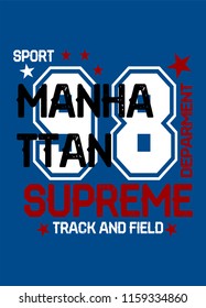 manhattan supreme track and field,t-shirt design
