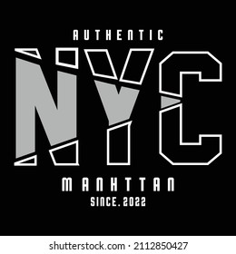 Manhattan typography design t-shirt print vector illustration 