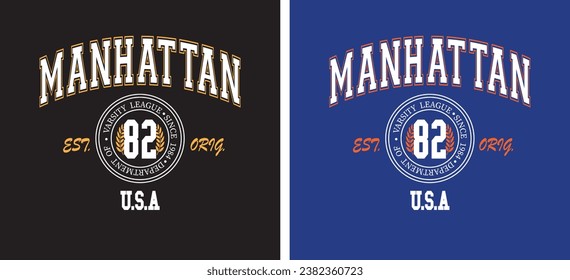 Manhattan varsity league college slogan vector illustration for t-shirt and other uses