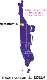 Manhattanville neighborhood location on map of Manhattan, New York City