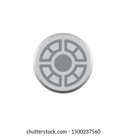 Manhole cover vector icon. Removable round metal plate or cast iron forming to lid over of opening hole at access point to drain sewer for cleaning, maintenance at underground, street, road in city.