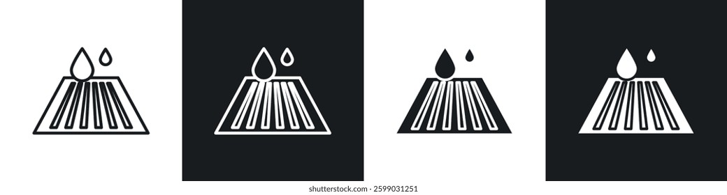 Manhole icons in flat and linear vector illustration on white background.