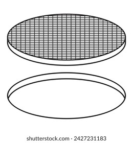 Manhole in outline and vector format.