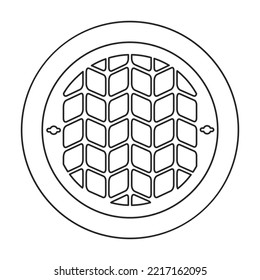 Manhole sewer vector outline icon. Vector illustration hatch street on white background. Isolated outline illustration icon of manhole sewer .