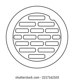 Manhole sewer vector outline icon. Vector illustration hatch street on white background. Isolated outline illustration icon of manhole sewer .