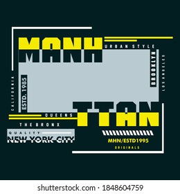Manhttan typography design t-shirt print vector illustration 